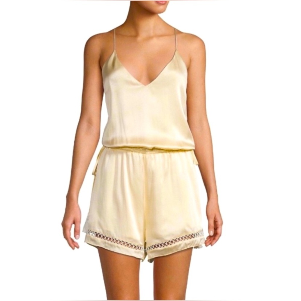 Cami NYC The Chandler Silk Romper in Butter Yellow Size Medium